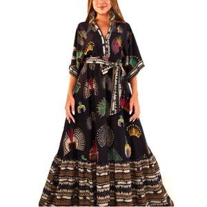 FARM Rio + Yawanawa Wonderful Feathers Headdress Print Maxi Dress